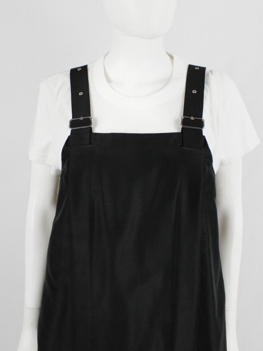 Noir Kei Ninomiya black salopette dress with belt straps and scrunched hem spring 2019 (6)