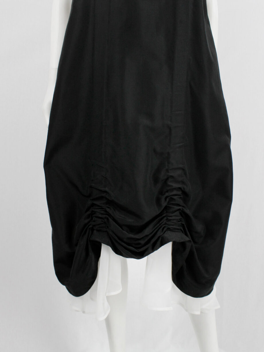 Noir Kei Ninomiya black salopette dress with belt straps and scrunched hem spring 2019 (7)
