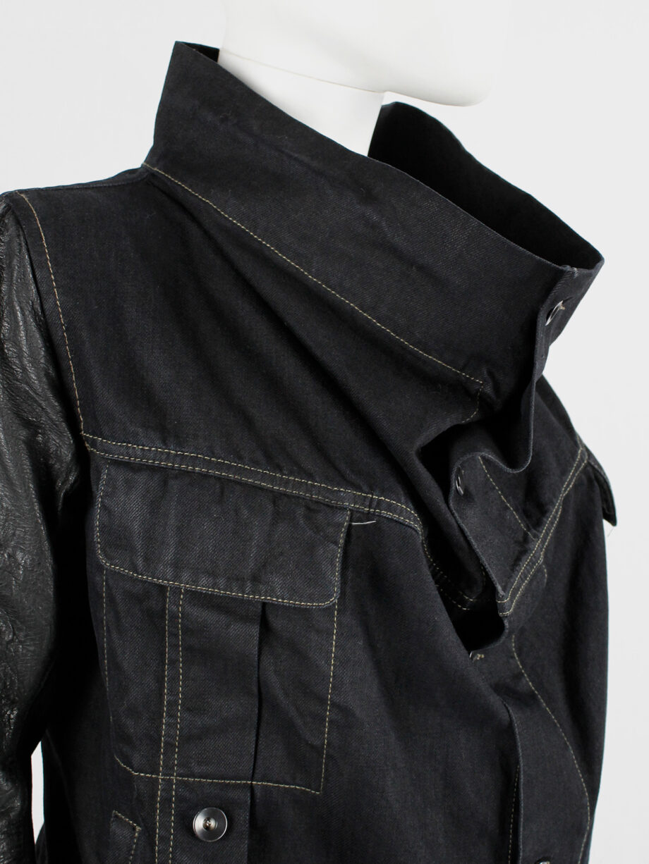 Rick Owens DRKSHDW denim exploder jacket with leather sleeves (16)