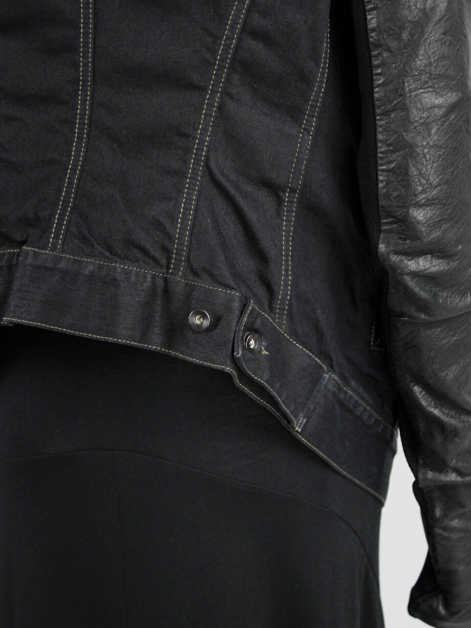 Rick Owens DRKSHDW denim exploder jacket with leather sleeves (23)