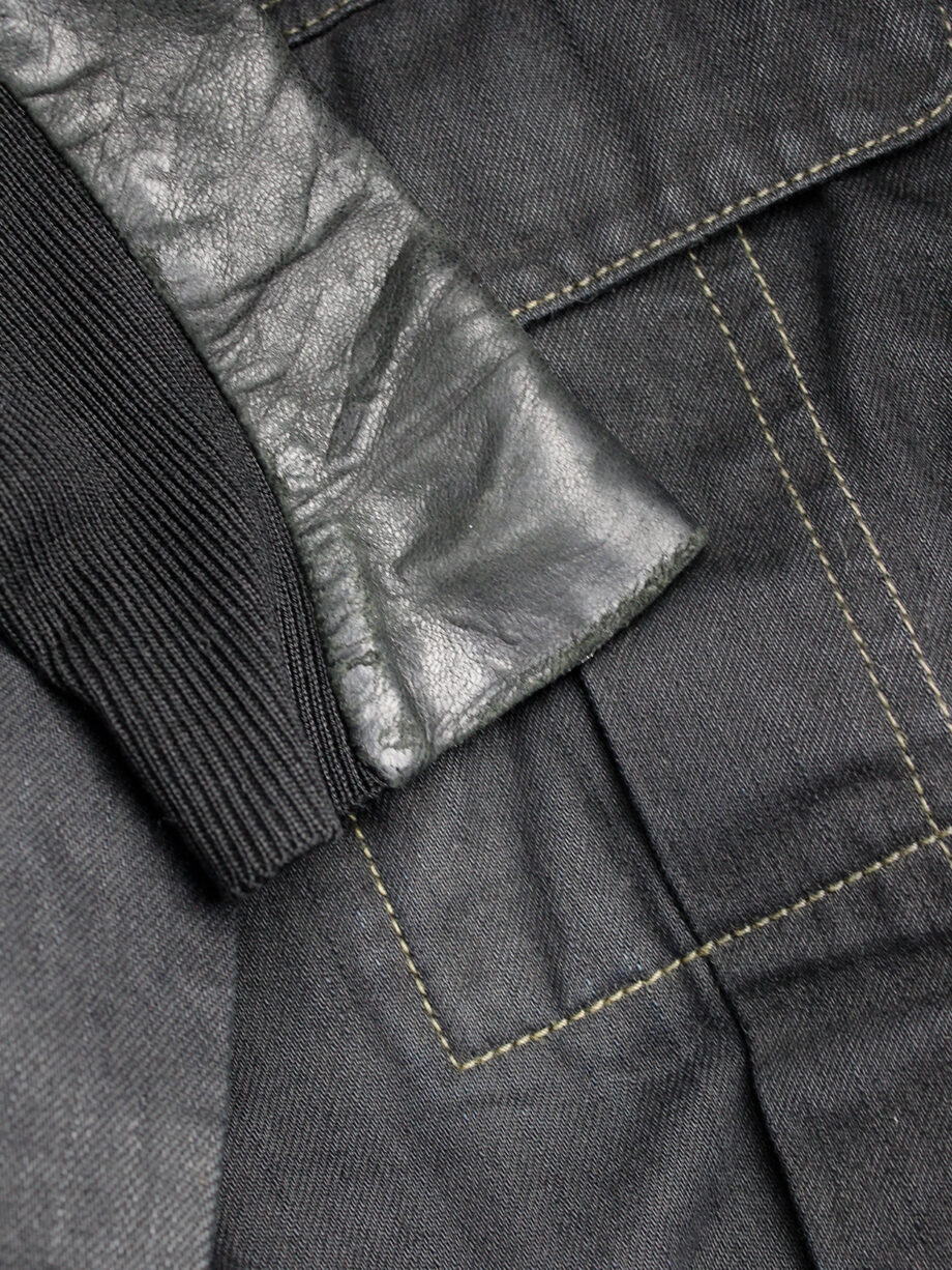 Rick Owens DRKSHDW denim exploder jacket with leather sleeves (30)
