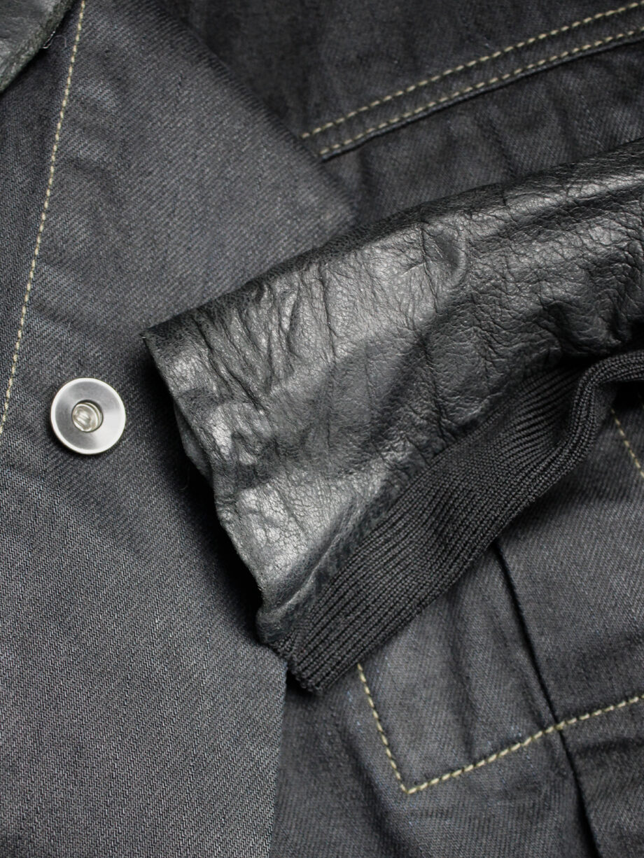 Rick Owens DRKSHDW denim exploder jacket with leather sleeves (31)