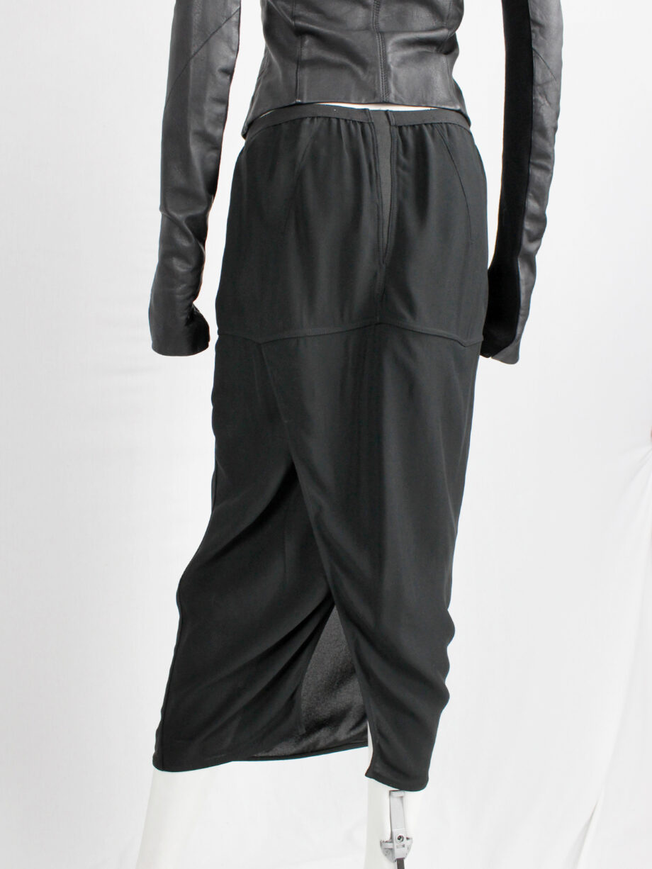 Rick Owens GLITTER black midi-length pillar skirt with back slit spring 2016 (1)
