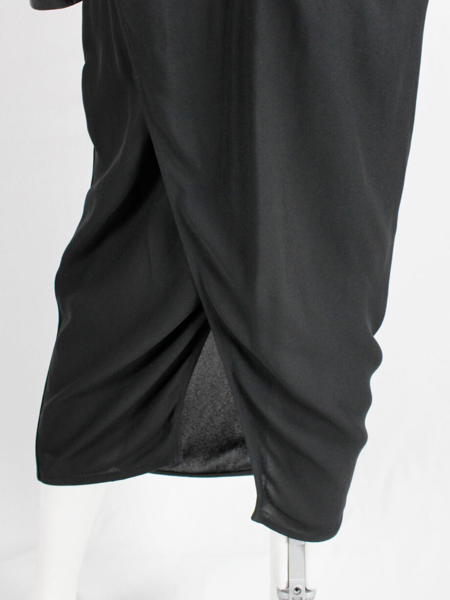 Rick Owens GLITTER black midi-length pillar skirt with back slit spring 2016 (3)