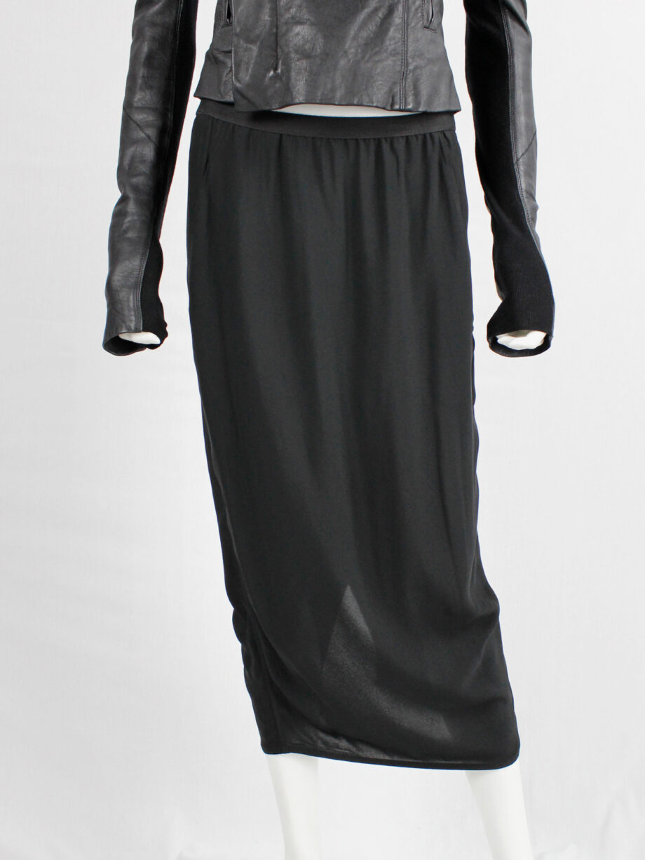 Rick Owens GLITTER black midi-length pillar skirt with back slit spring 2016 (8)