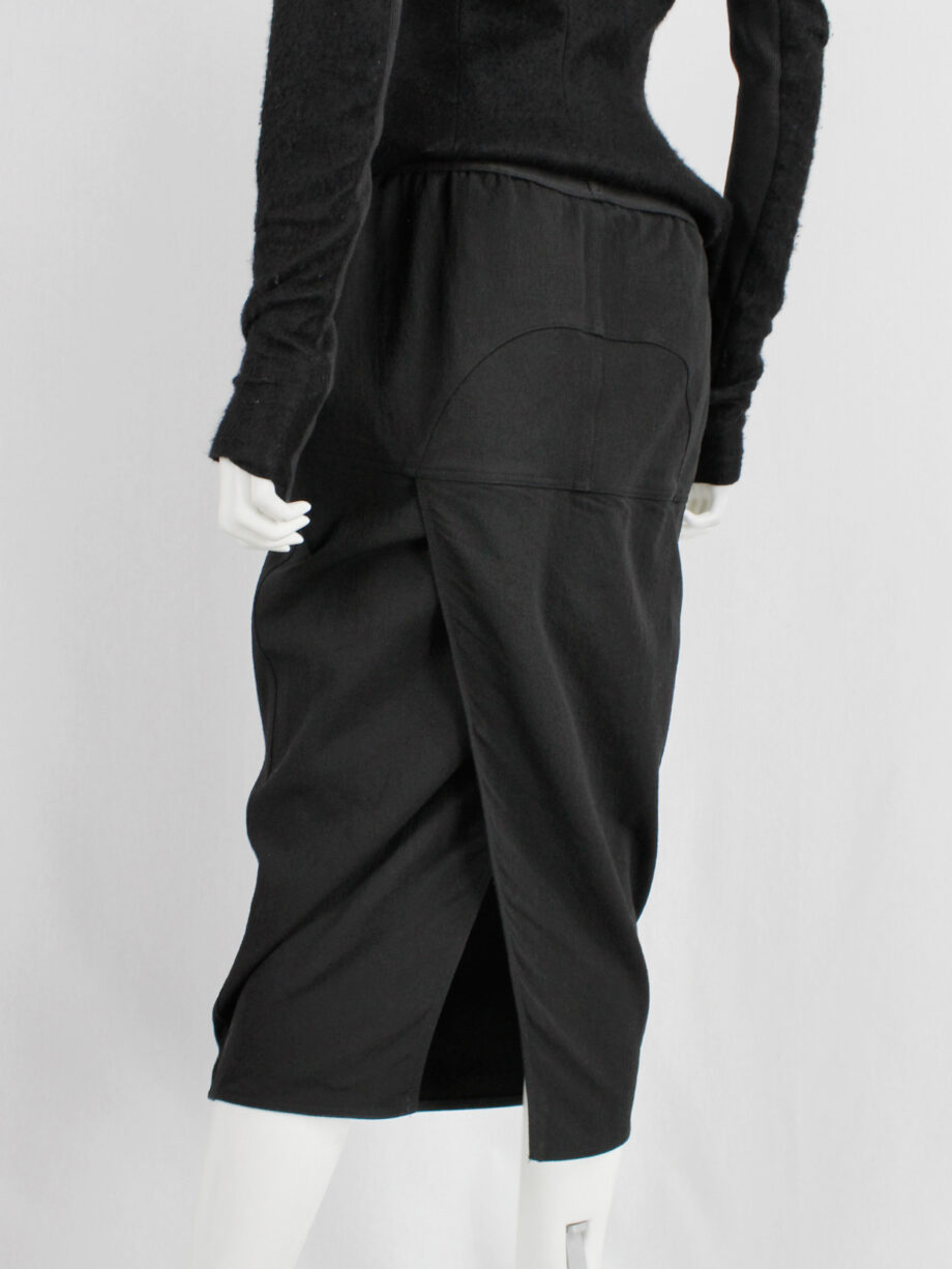 Rick Owens GLITTER black midi-length pillar skirt with back slit — fall 2017 (2)