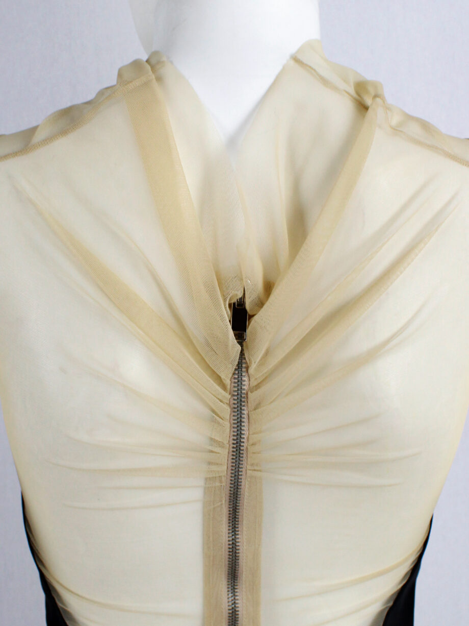 Rick Owens ISLAND beige top with contrasting panels and sheer back spring 2013 (4)
