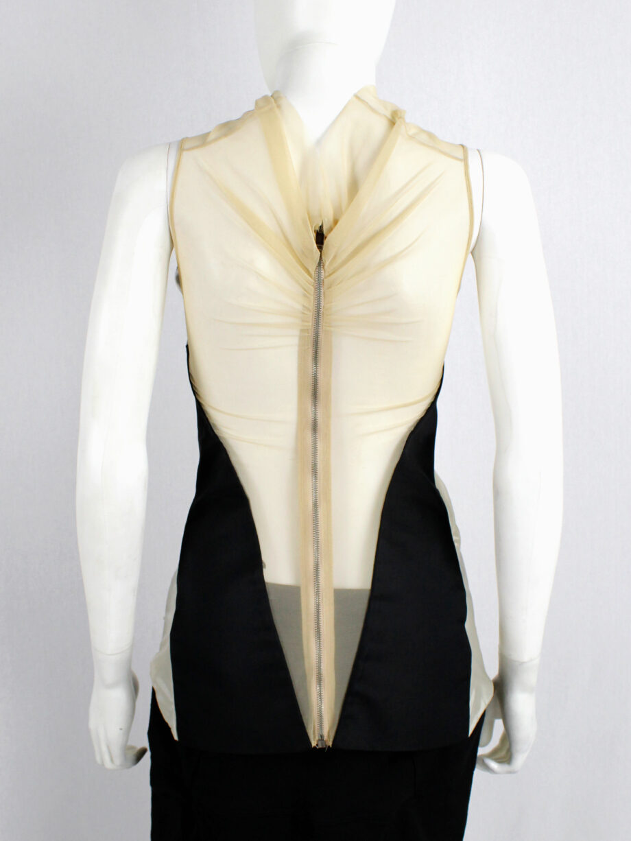Rick Owens ISLAND beige top with contrasting panels and sheer back spring 2013 (5)