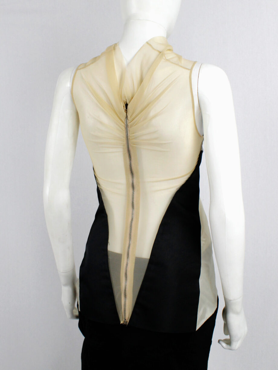 Rick Owens ISLAND beige top with contrasting panels and sheer back spring 2013 (6)