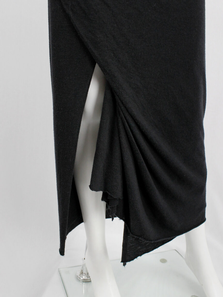 Rick Owens Lilies black maxi skirt with a slit created by a front drape (14)