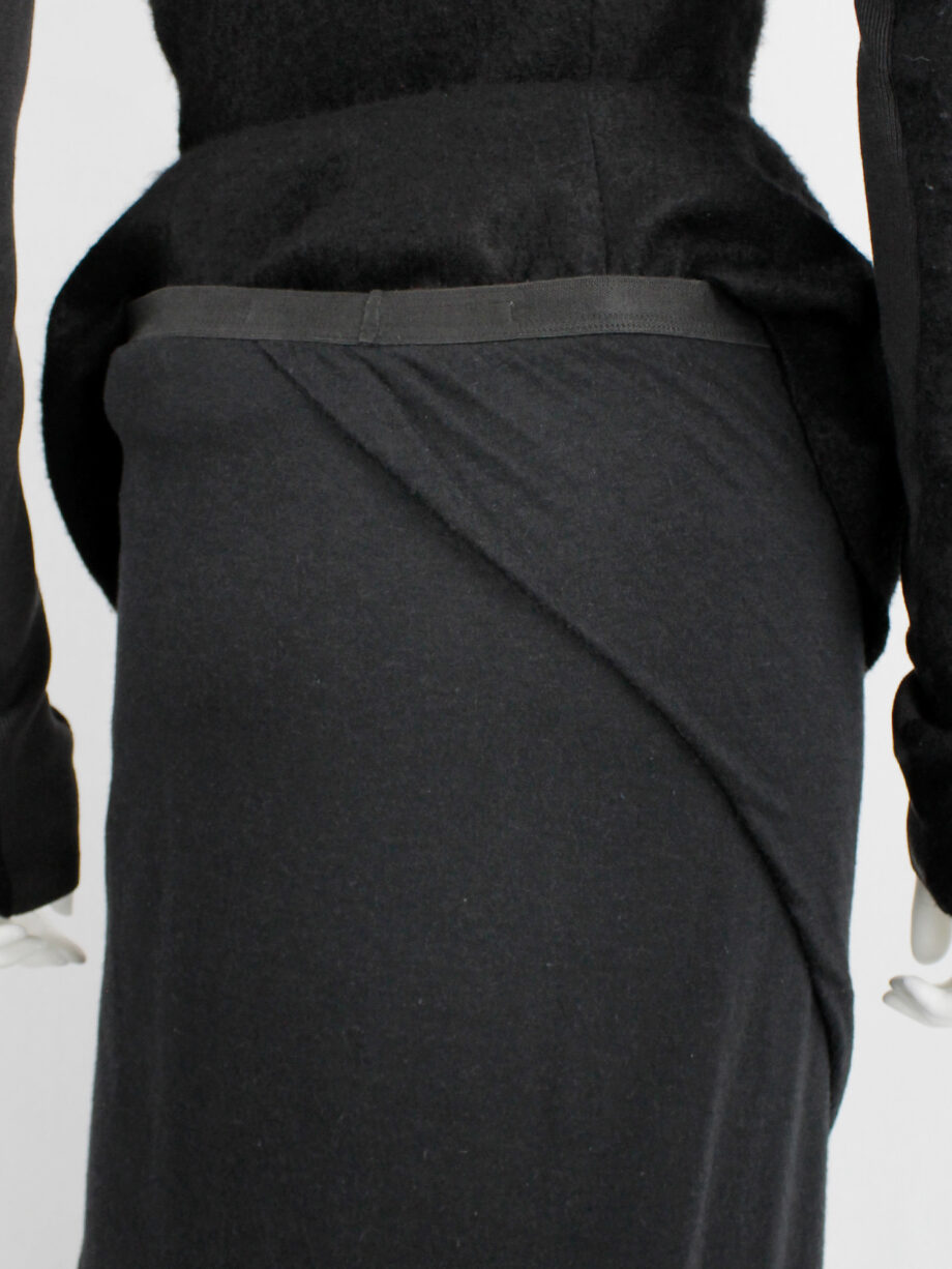 Rick Owens Lilies black maxi skirt with a slit created by a front drape (16)
