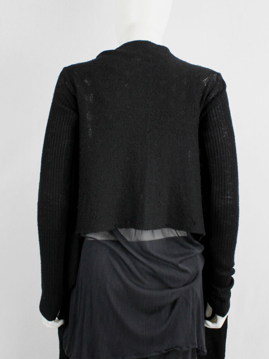Rick Owens MOOG black cardigan with long front panels and patterned knit fall 2005 (15)