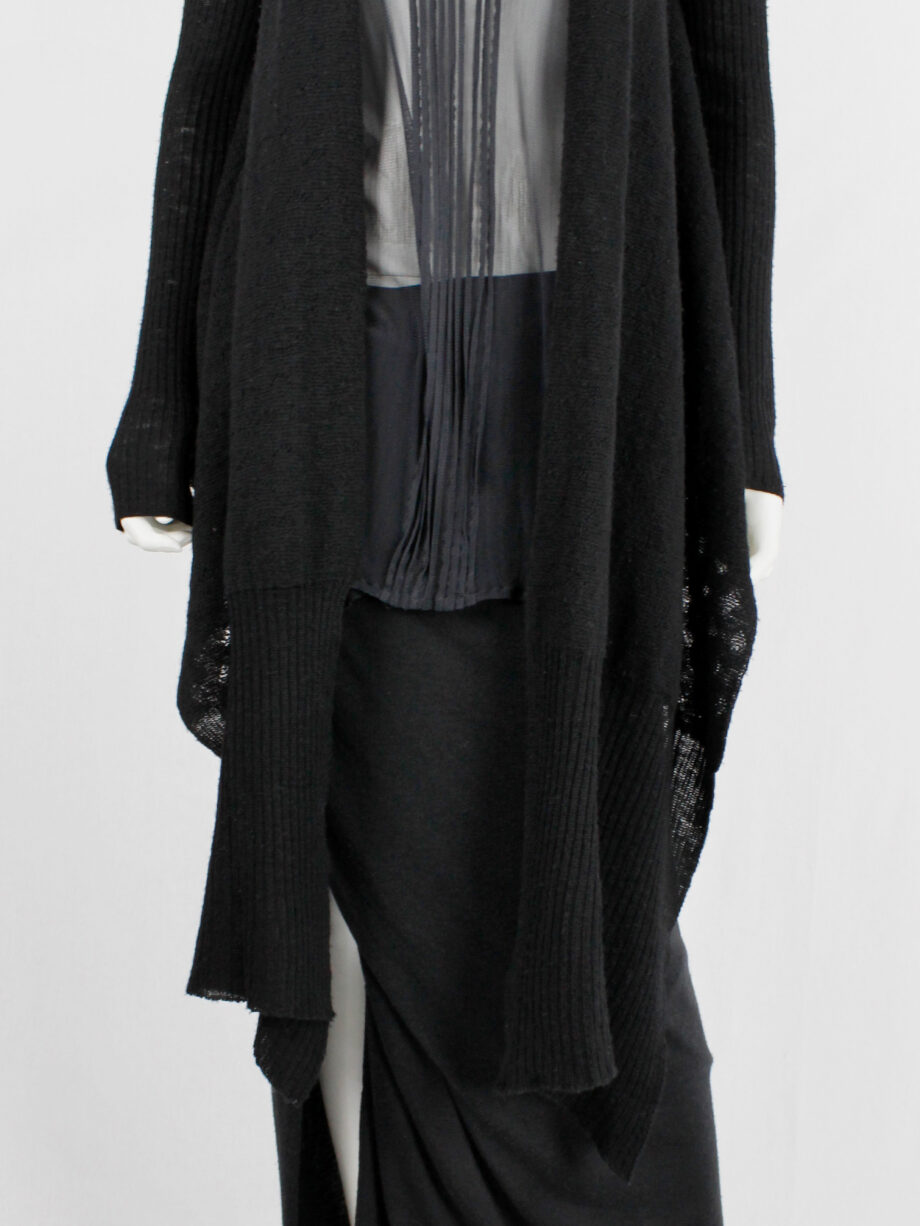 Rick Owens MOOG black cardigan with long front panels and patterned knit fall 2005 (3)