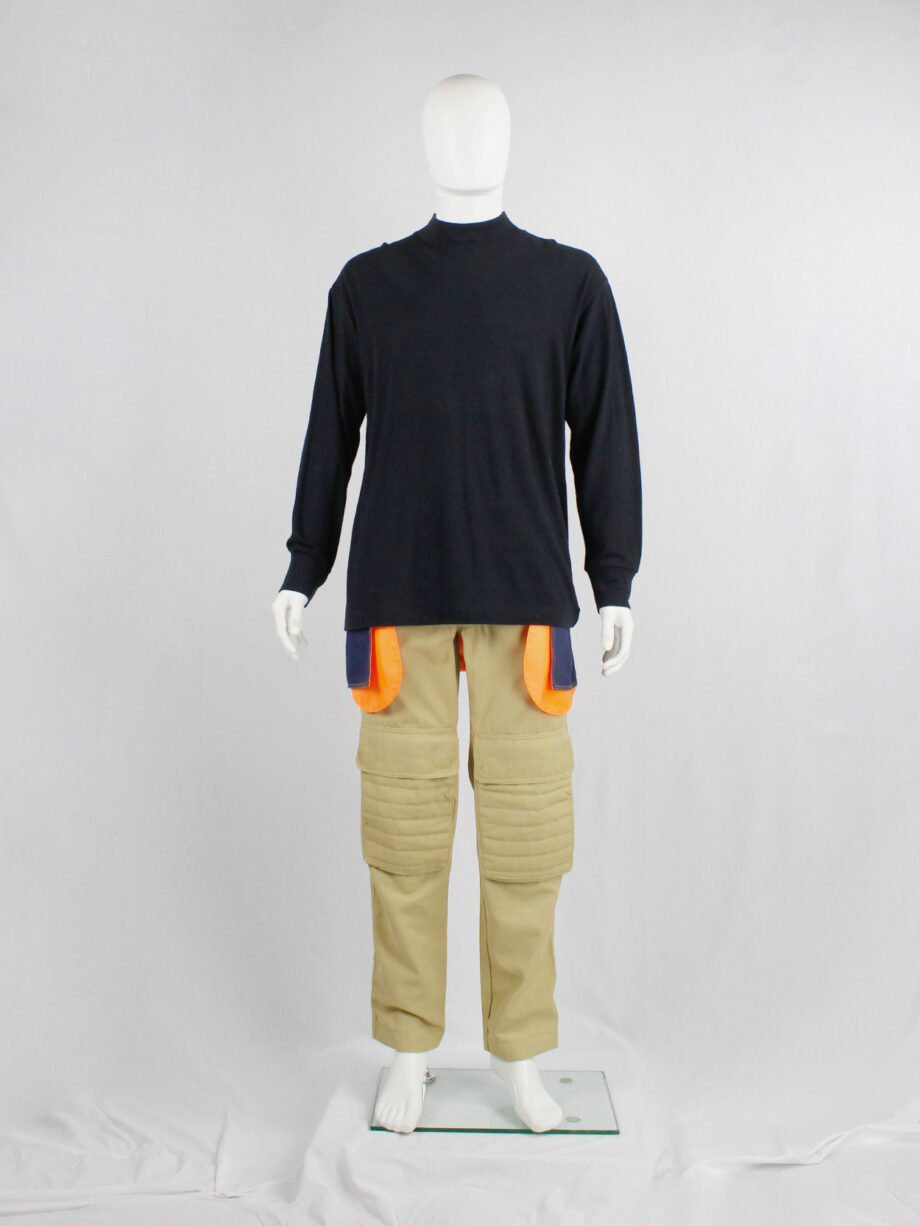Walter Van Beirendonck WaLT denim trousers as a belt with neon orange lining (11)