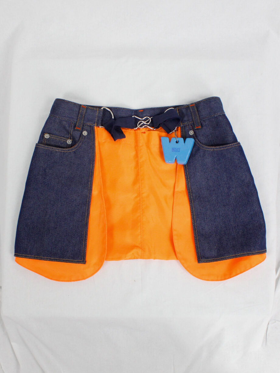 Walter Van Beirendonck WaLT denim trousers as a belt with neon orange lining (18)