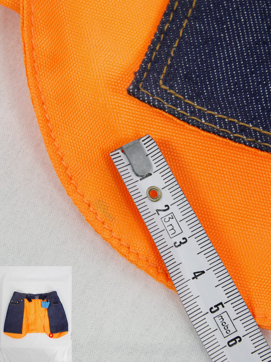 Walter Van Beirendonck WaLT denim trousers as a belt with neon orange lining (2)