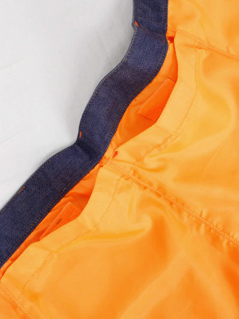 Walter Van Beirendonck WaLT denim trousers as a belt with neon orange lining (7)