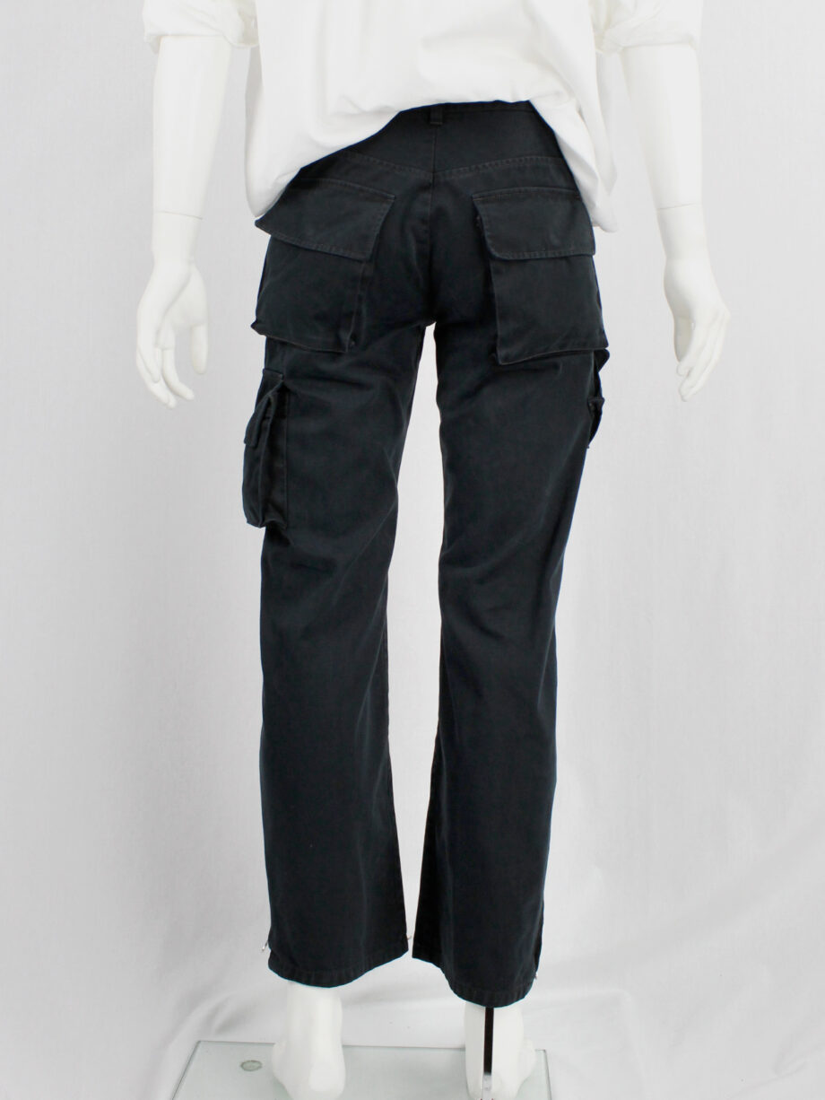 Yohji Yamamoto A.A.R black cargo trousers with pockets on the legs (1)