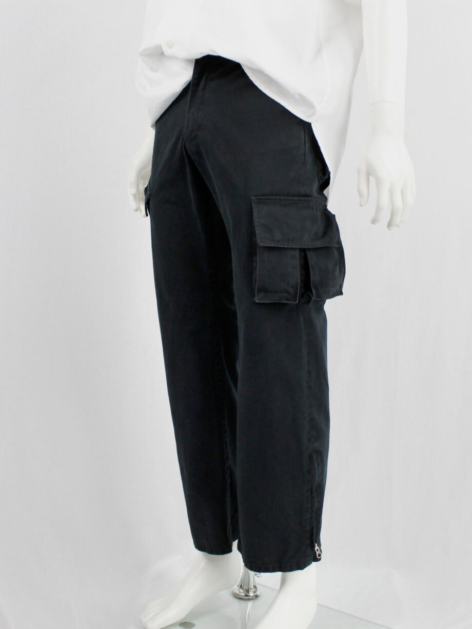 Yohji Yamamoto A.A.R black cargo trousers with pockets on the legs (12)