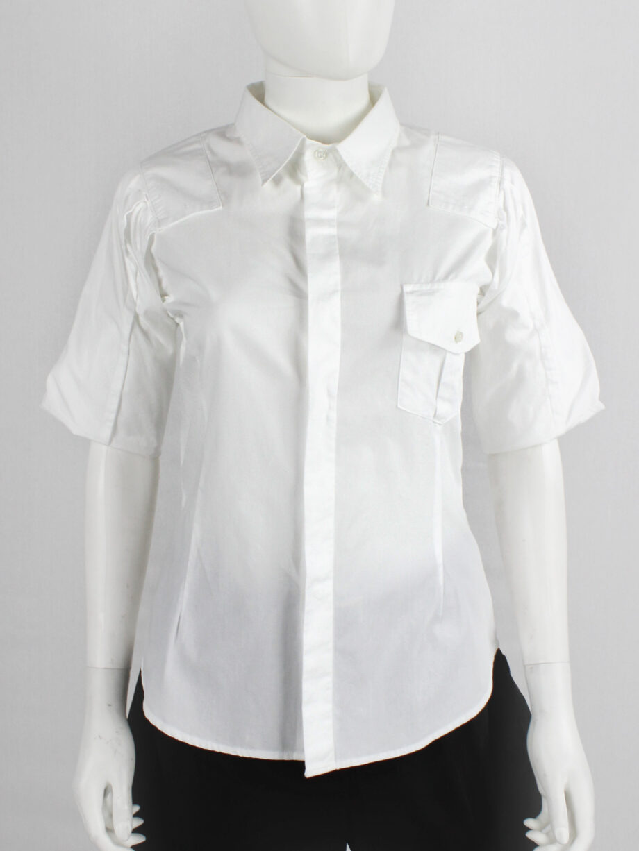a f Vandevorst white pocket shirt with upwards folded sleeves spring 1999 (1)