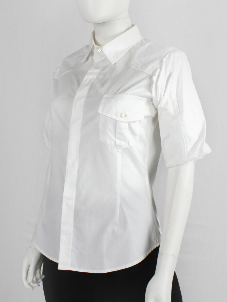 a f Vandevorst white pocket shirt with upwards folded sleeves spring 1999 (6)