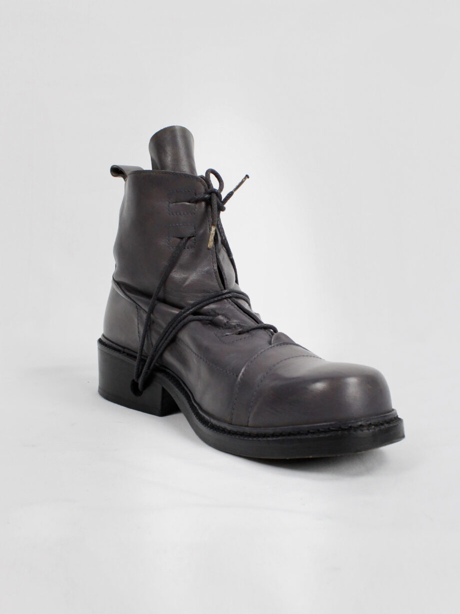 archive Dirk Bikkembergs grey tall boots with laces through the soles 1990s 90s (1)
