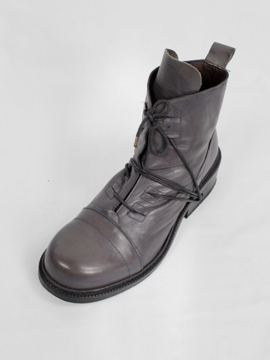 archive Dirk Bikkembergs grey tall boots with laces through the soles 1990s 90s (11)