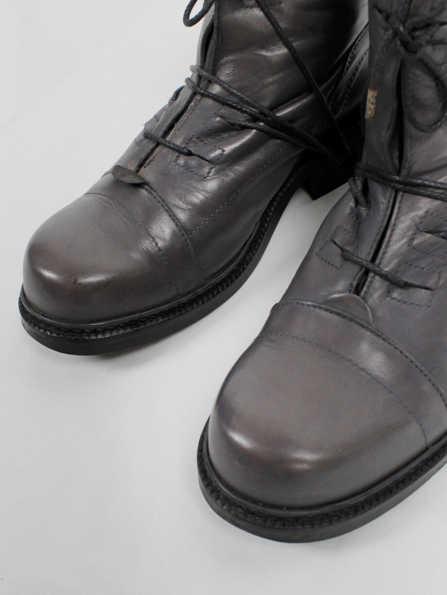 archive Dirk Bikkembergs grey tall boots with laces through the soles 1990s 90s (15)