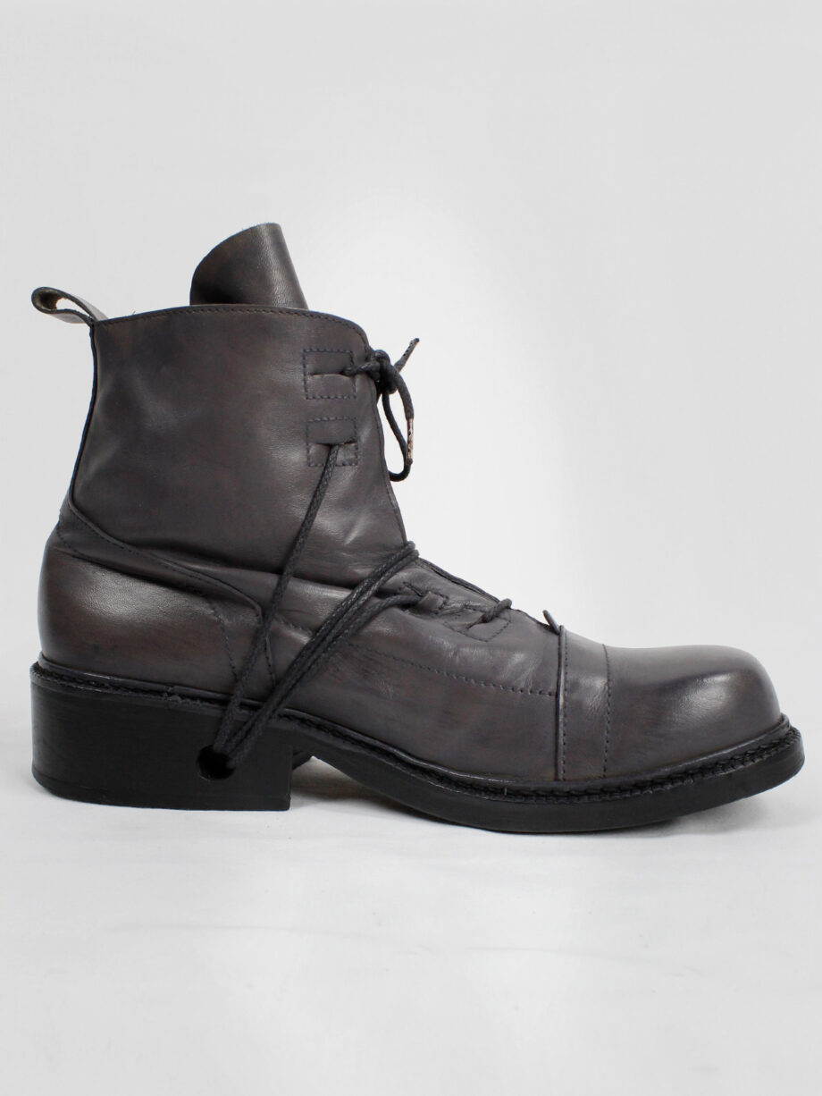 archive Dirk Bikkembergs grey tall boots with laces through the soles 1990s 90s (2)