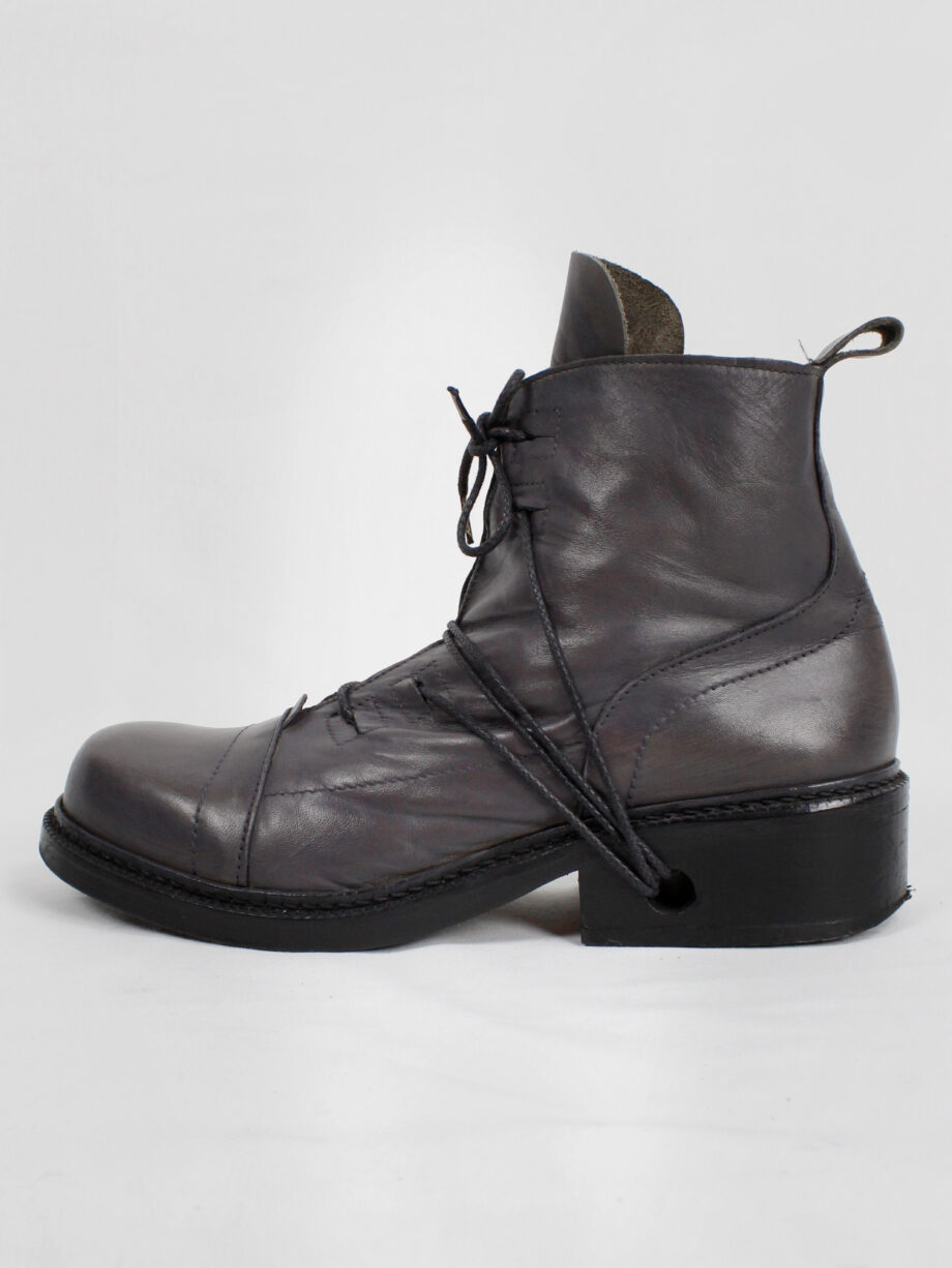archive Dirk Bikkembergs grey tall boots with laces through the soles 1990s 90s (20)