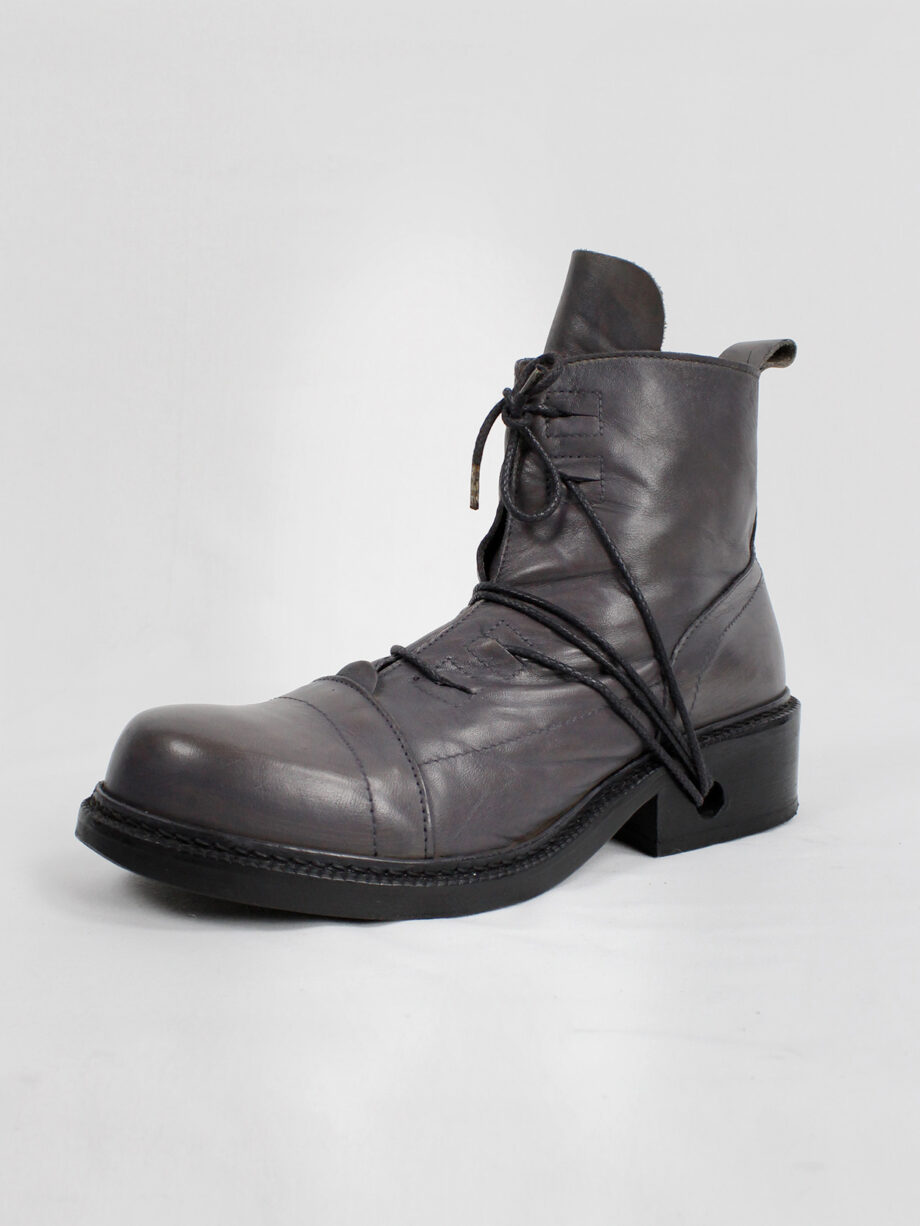 archive Dirk Bikkembergs grey tall boots with laces through the soles 1990s 90s (21)