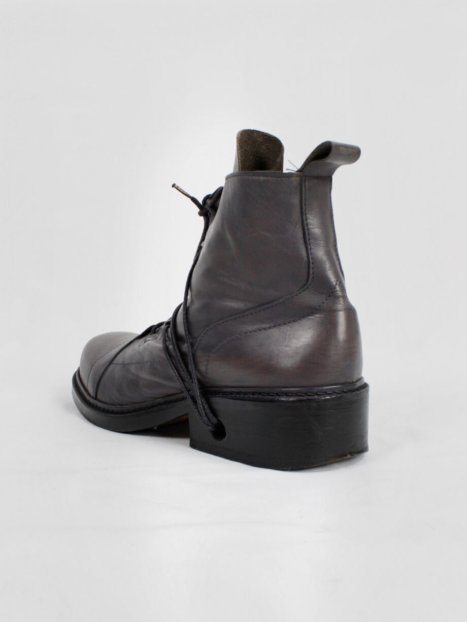 archive Dirk Bikkembergs grey tall boots with laces through the soles 1990s 90s (5)