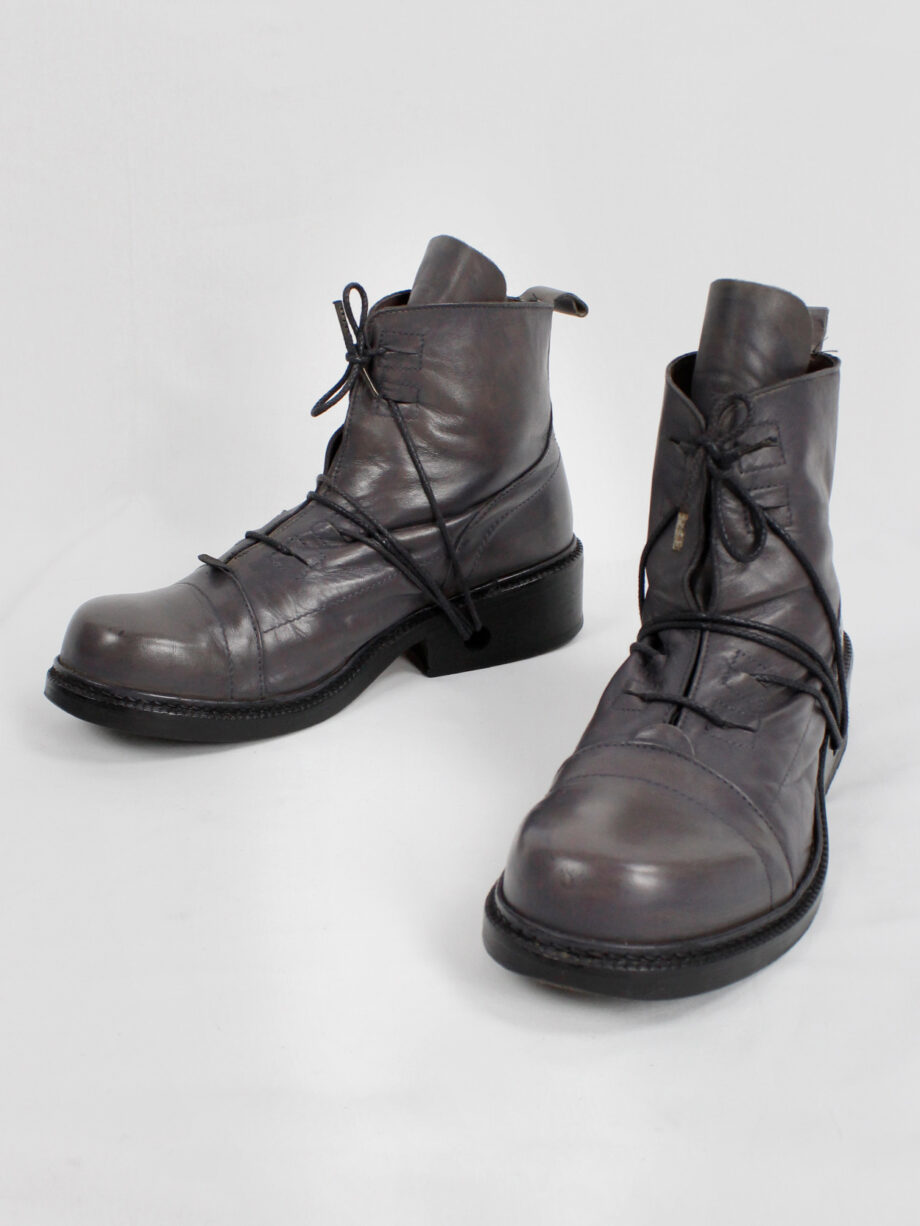 archive Dirk Bikkembergs grey tall boots with laces through the soles 1990s 90s (8)