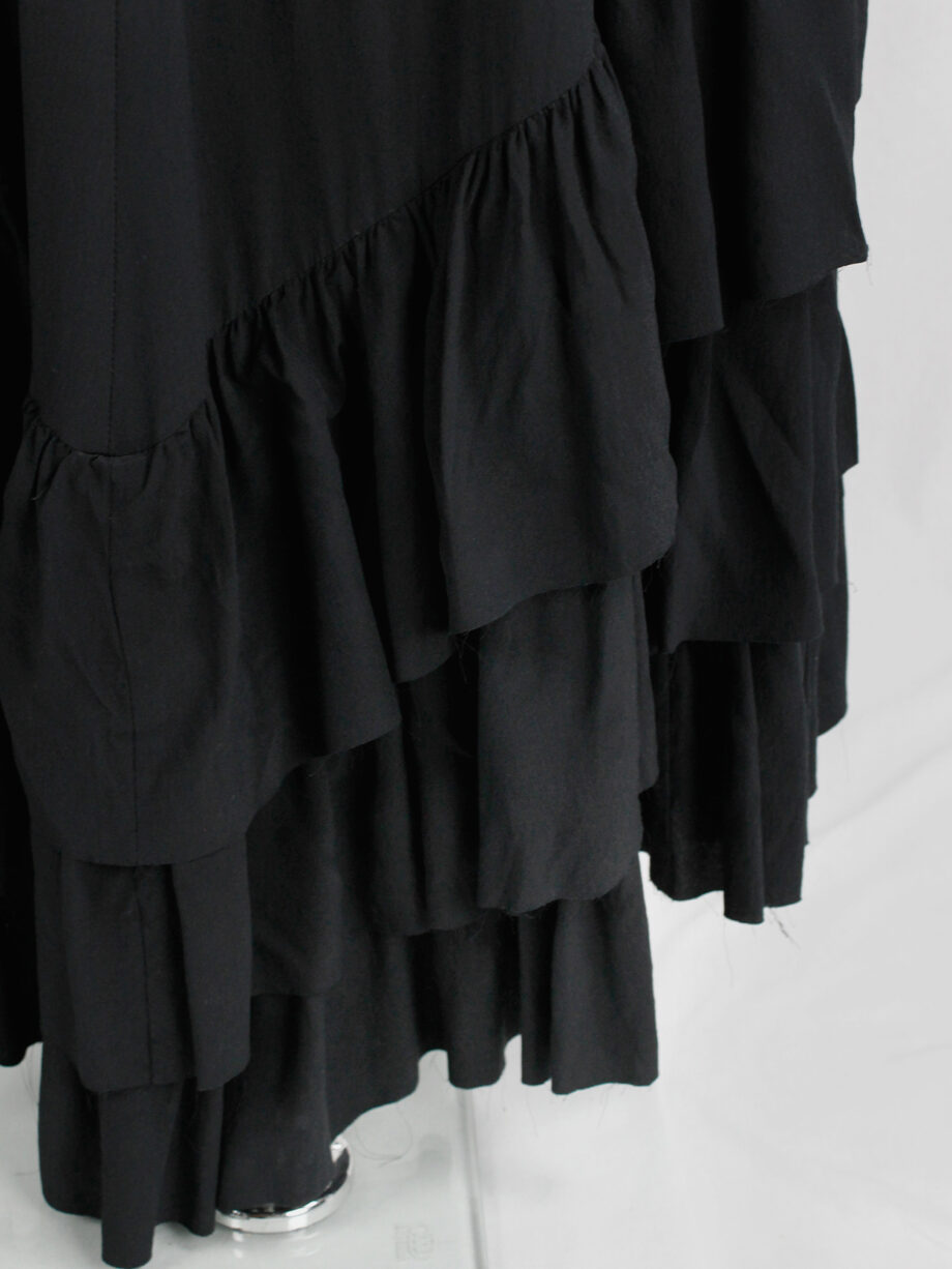 A.F. Vandevorst black maxi dress with front ruffle and heavily tiered skirt spring 2004 (13)