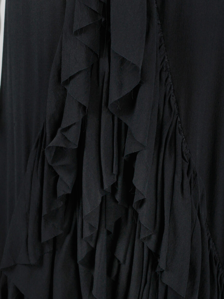 A.F. Vandevorst black maxi dress with front ruffle and heavily tiered skirt spring 2004 (4)