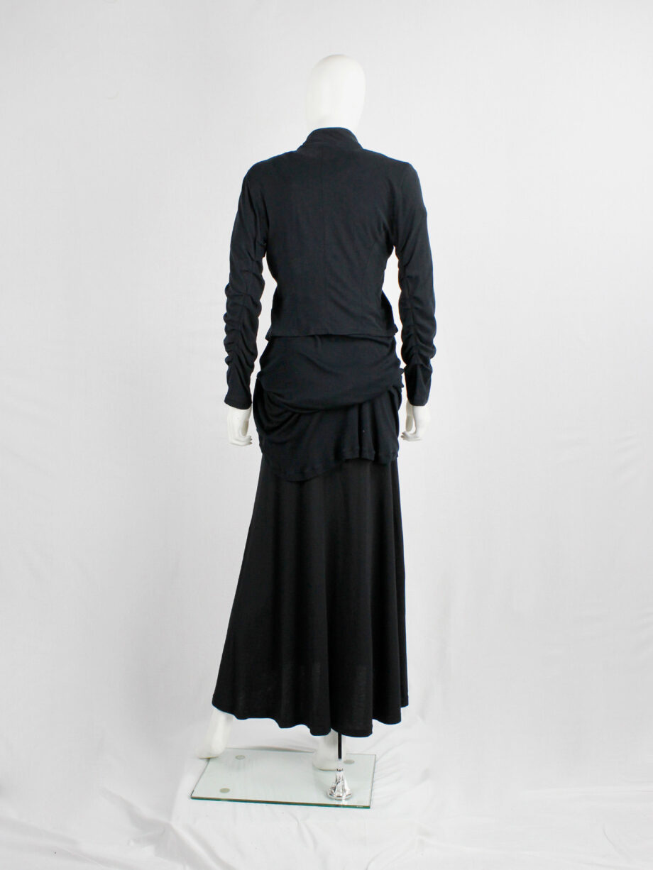 Ann Demeulemeester black asymmetric cardigan with buttons and tucked sleeves (1)
