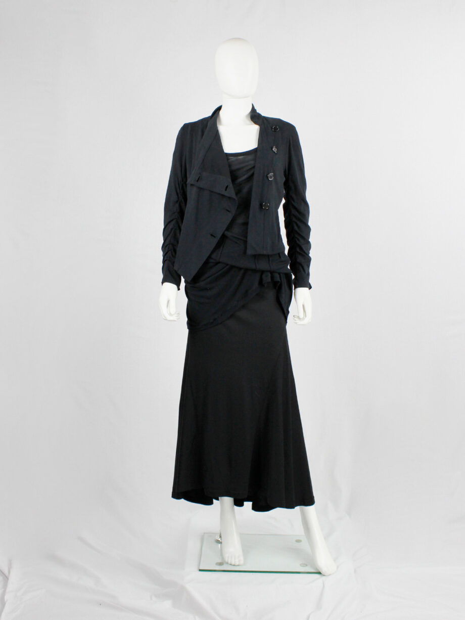 Ann Demeulemeester black asymmetric cardigan with buttons and tucked sleeves (2)