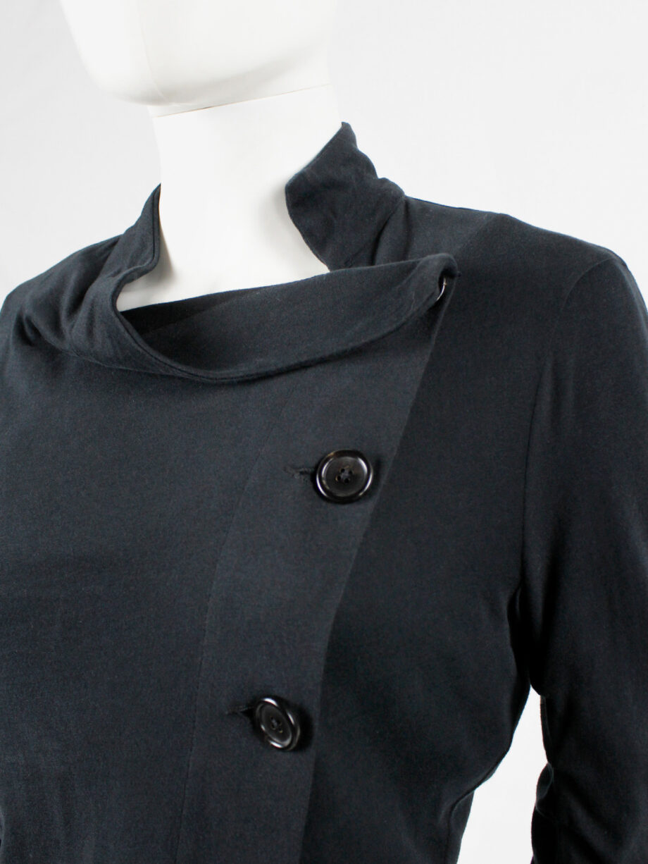 Ann Demeulemeester black asymmetric cardigan with buttons and tucked sleeves (7)