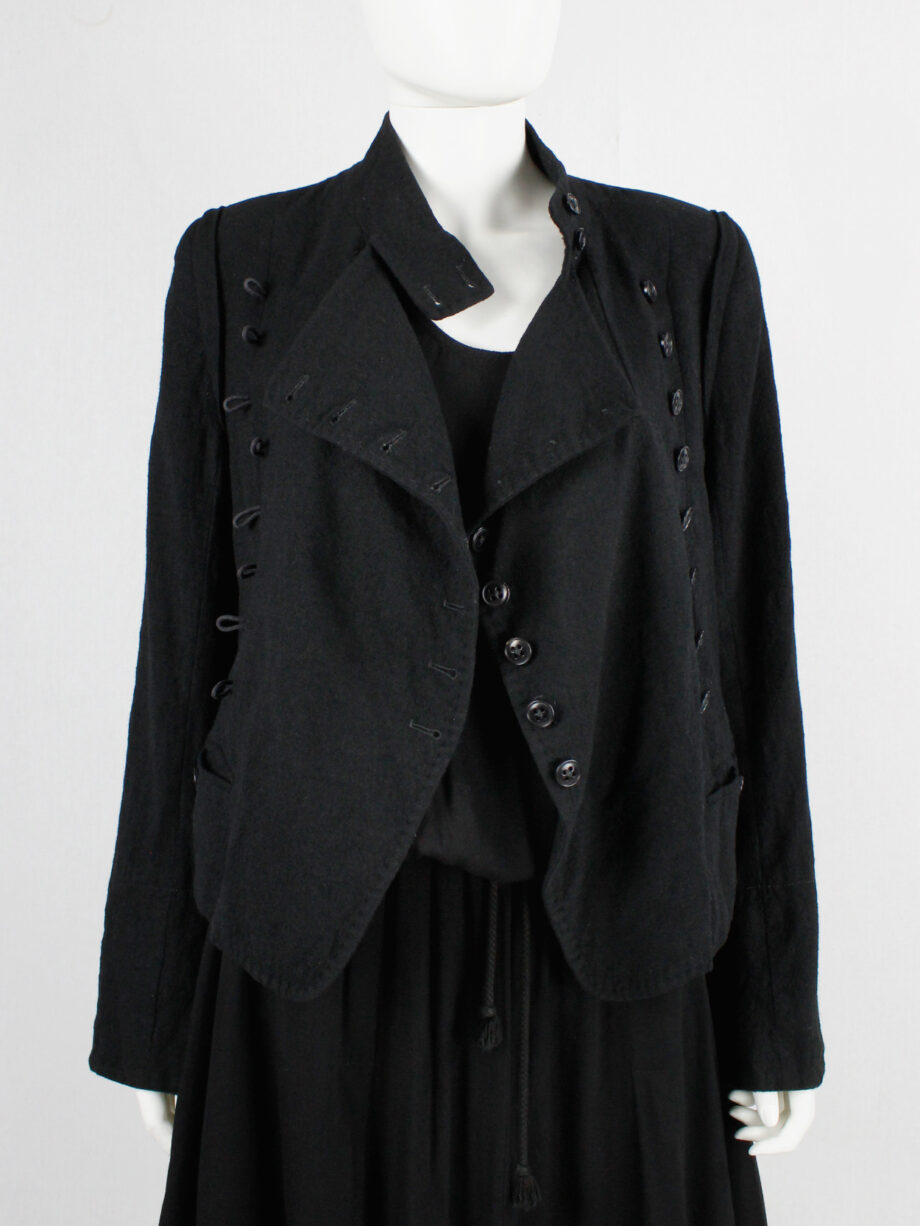 Ann Demeulemeester black double breasted military-style jacket fall 2005 (10)