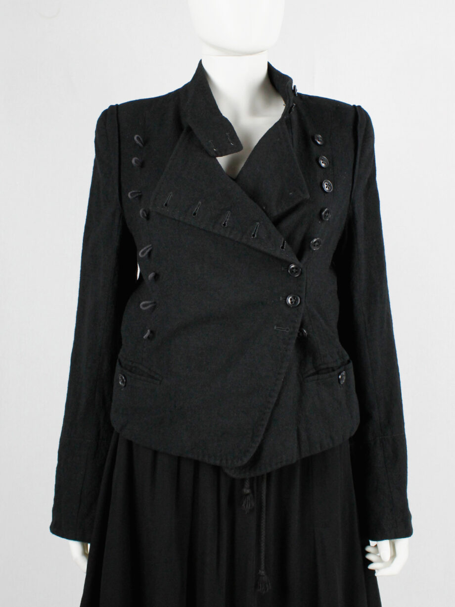 Ann Demeulemeester black double breasted military-style jacket fall 2005 (13)