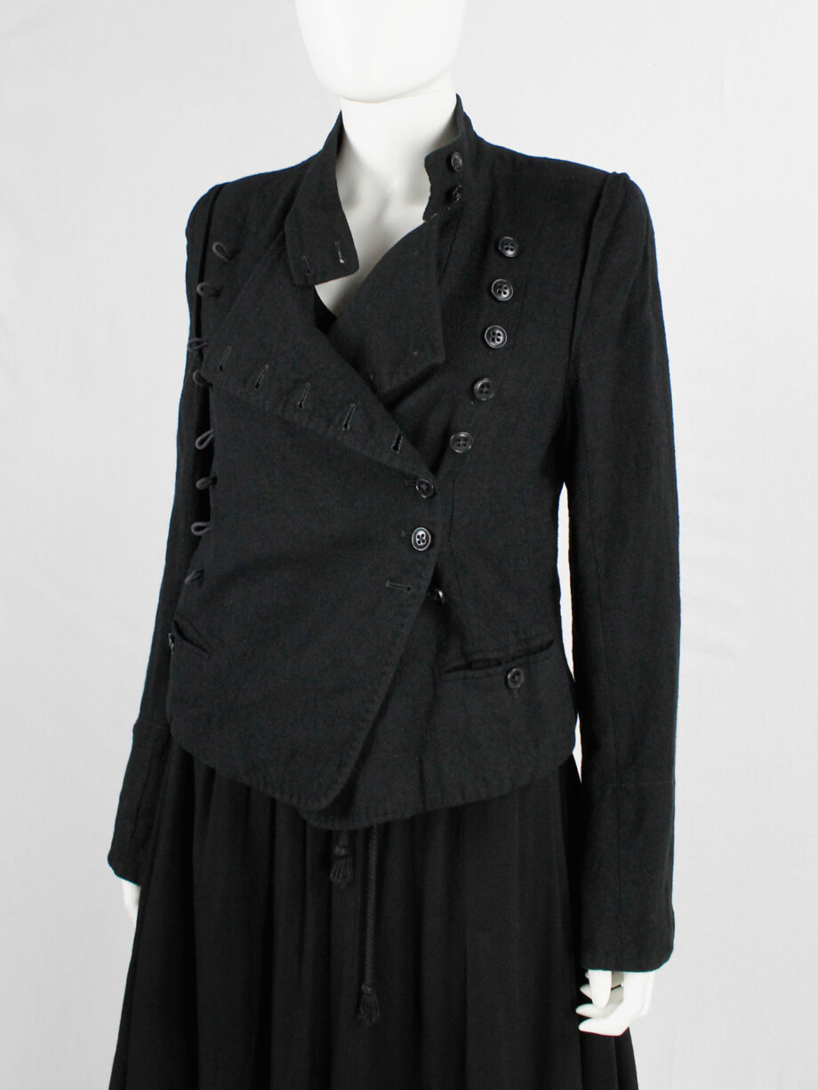 Ann Demeulemeester black double breasted military-style jacket fall 2005 (14)