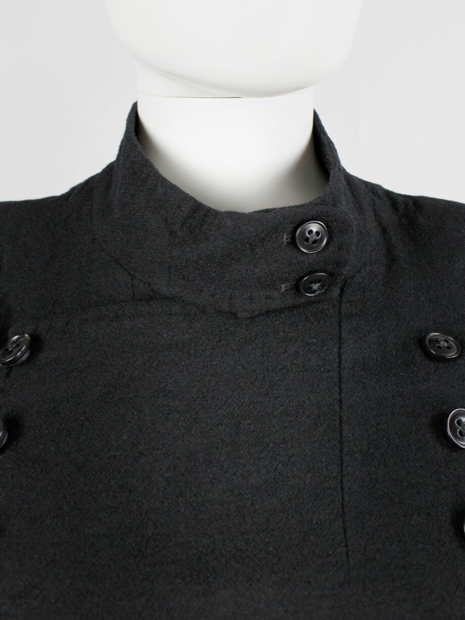 Ann Demeulemeester black double breasted military-style jacket fall 2005 (16)
