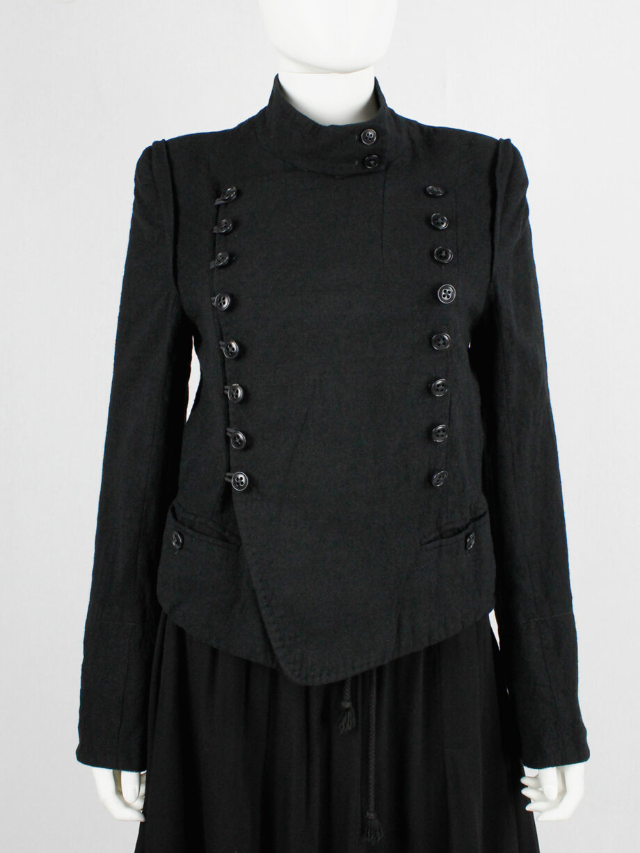 Ann Demeulemeester black double breasted military-style jacket fall 2005 (17)