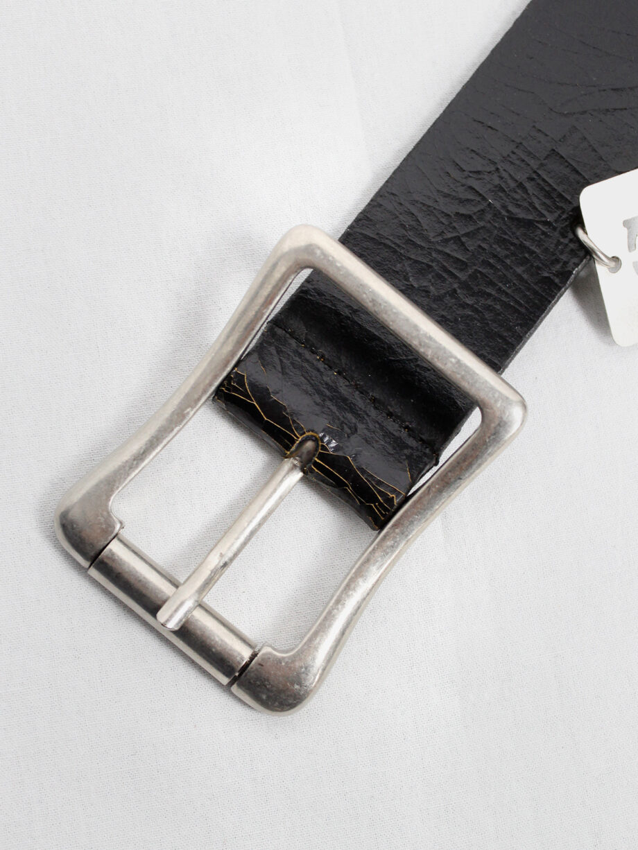 Ann Demeulemeester black leather belt with SIN, LIFE, WILDER and LIVE dogtags spring 2003 (3)