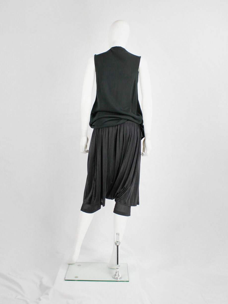 Issey Miyake black pleated sarouel trousers made of two different layers (2)