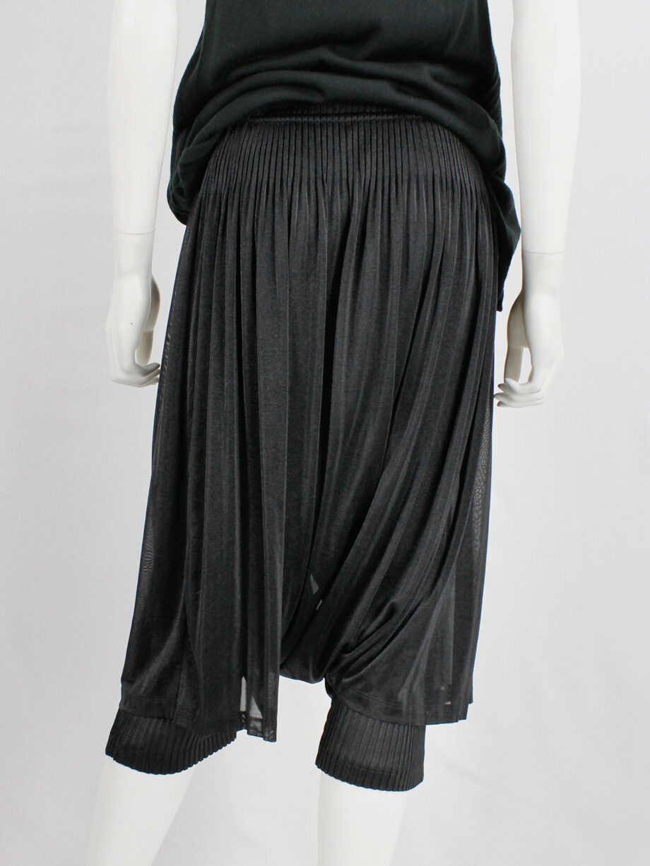Issey Miyake black pleated sarouel trousers made of two different layers (3)