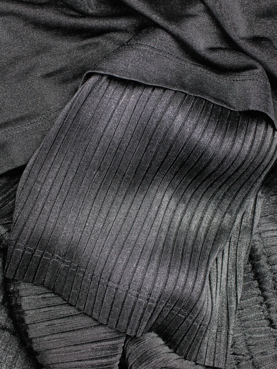 Issey Miyake black pleated sarouel trousers made of two different layers (5)