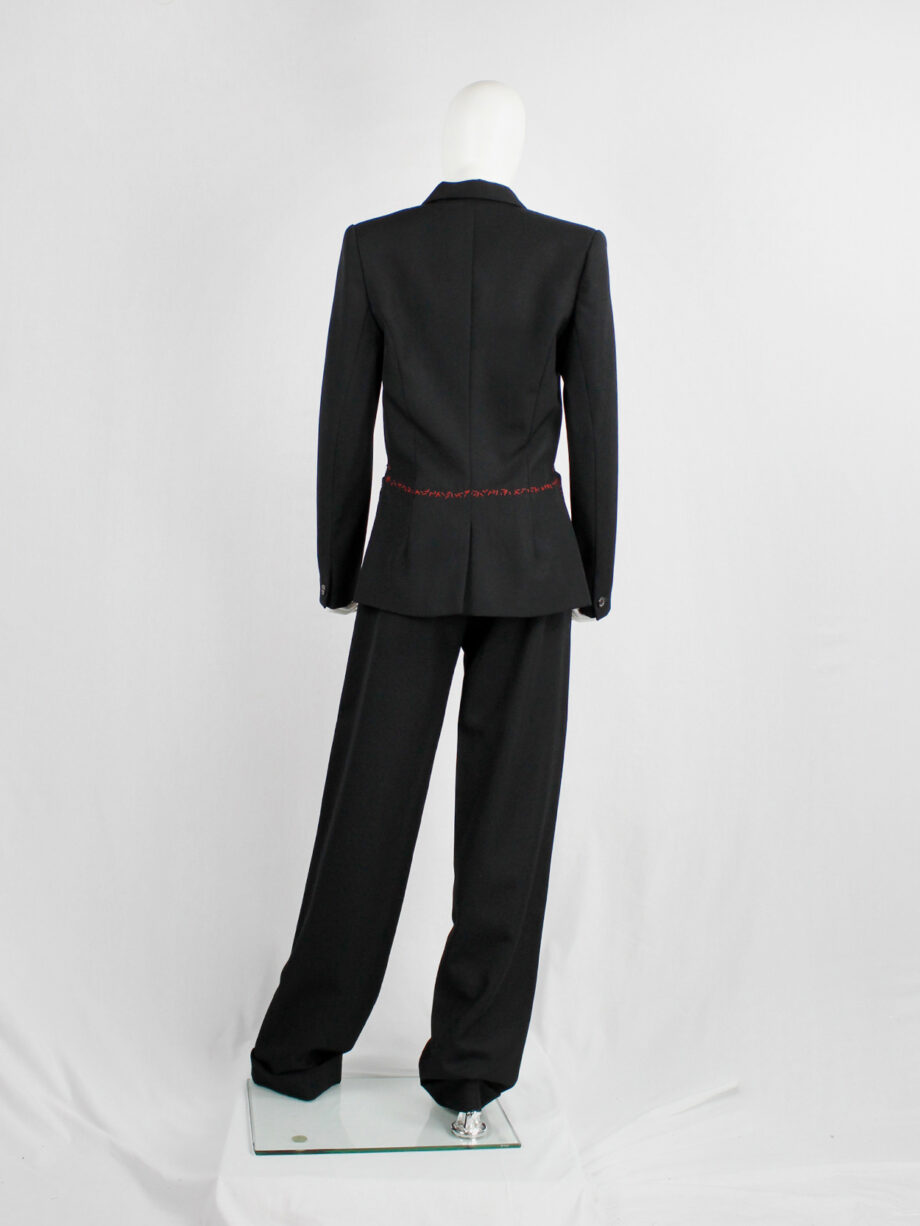 Jurgi Persoons black blazer deconstructed into a tailcoat with red stitches fall 1999 (17)