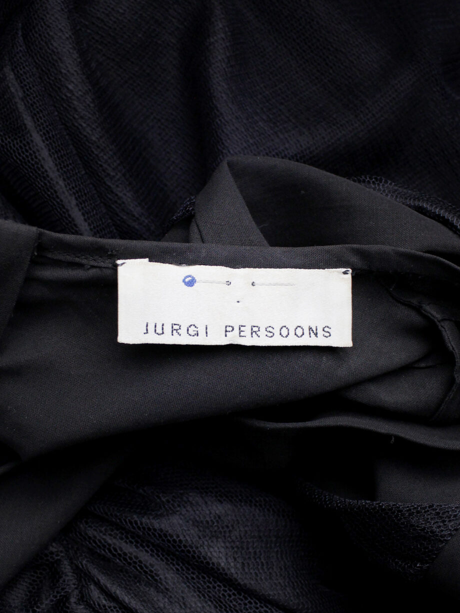 Jurgi Persoons black dress with sheer overlay and pleated mesh bodice fall 2001 (14)
