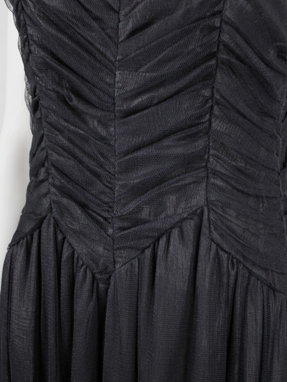 Jurgi Persoons black dress with sheer overlay and pleated mesh bodice fall 2001 (4)